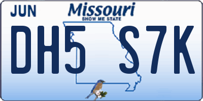 MO license plate DH5S7K