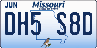 MO license plate DH5S8D