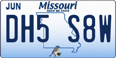 MO license plate DH5S8W