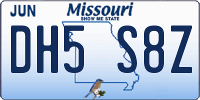 MO license plate DH5S8Z