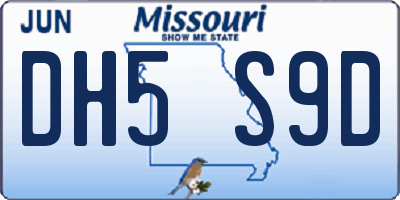 MO license plate DH5S9D
