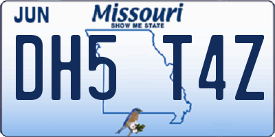 MO license plate DH5T4Z