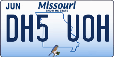 MO license plate DH5U0H