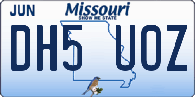 MO license plate DH5U0Z