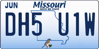 MO license plate DH5U1W