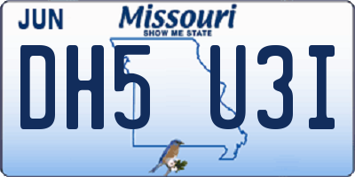 MO license plate DH5U3I