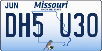 MO license plate DH5U3O