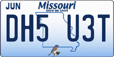 MO license plate DH5U3T