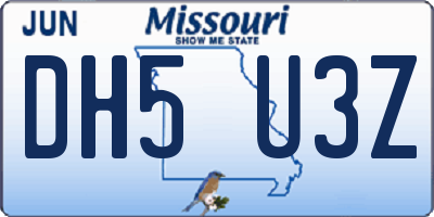 MO license plate DH5U3Z