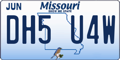 MO license plate DH5U4W
