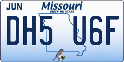 MO license plate DH5U6F