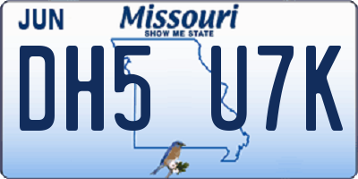 MO license plate DH5U7K