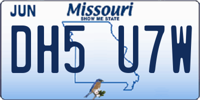 MO license plate DH5U7W