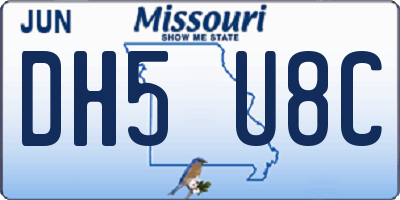 MO license plate DH5U8C