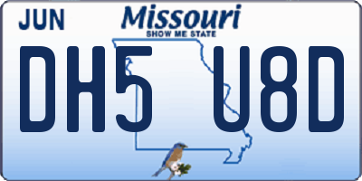 MO license plate DH5U8D