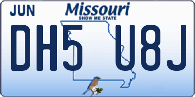 MO license plate DH5U8J