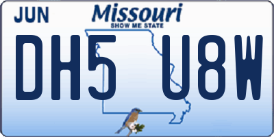 MO license plate DH5U8W