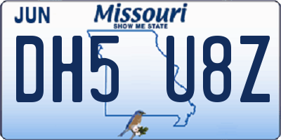MO license plate DH5U8Z