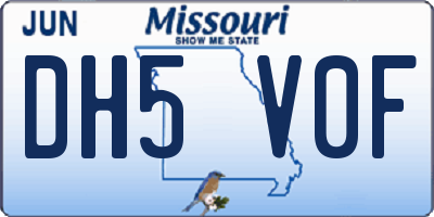 MO license plate DH5V0F