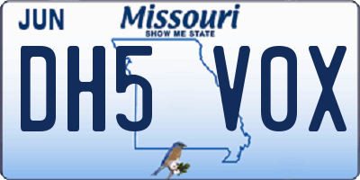 MO license plate DH5V0X