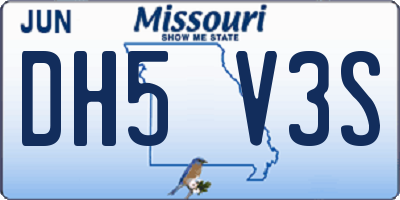 MO license plate DH5V3S