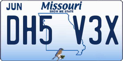 MO license plate DH5V3X