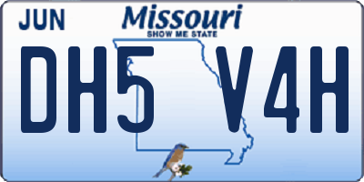 MO license plate DH5V4H