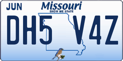 MO license plate DH5V4Z