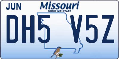MO license plate DH5V5Z