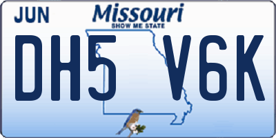 MO license plate DH5V6K