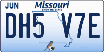 MO license plate DH5V7E