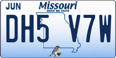 MO license plate DH5V7W