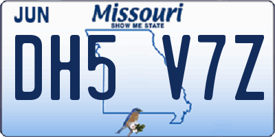 MO license plate DH5V7Z