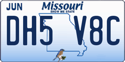 MO license plate DH5V8C
