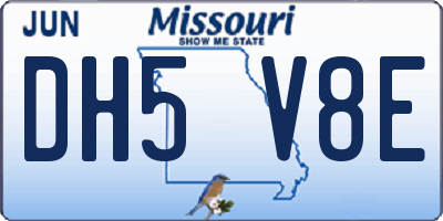 MO license plate DH5V8E