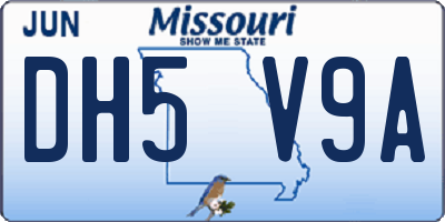 MO license plate DH5V9A
