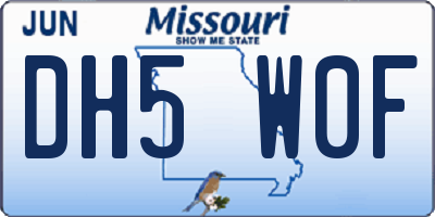 MO license plate DH5W0F