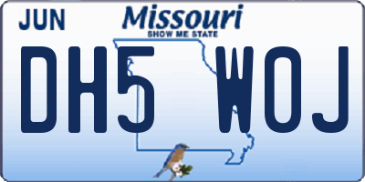 MO license plate DH5W0J