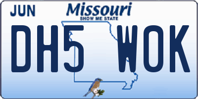 MO license plate DH5W0K