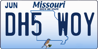 MO license plate DH5W0Y