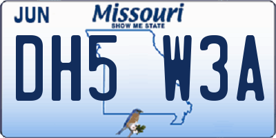 MO license plate DH5W3A