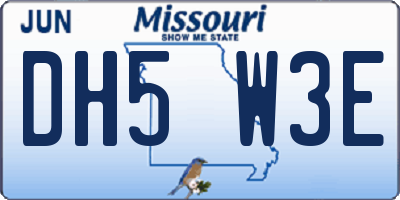 MO license plate DH5W3E