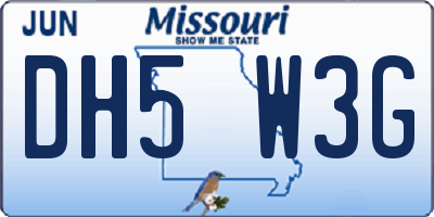 MO license plate DH5W3G