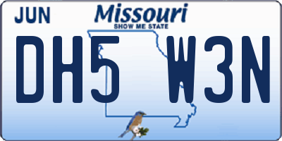 MO license plate DH5W3N