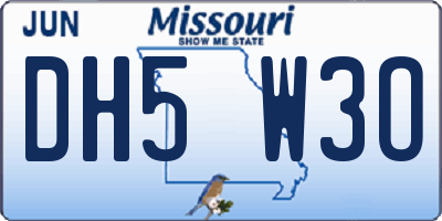 MO license plate DH5W3O