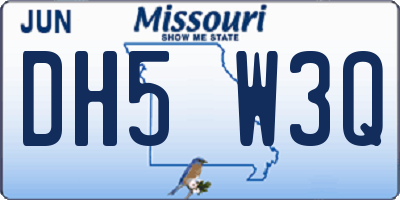 MO license plate DH5W3Q