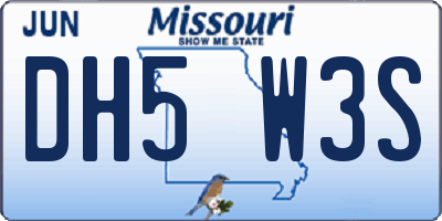 MO license plate DH5W3S