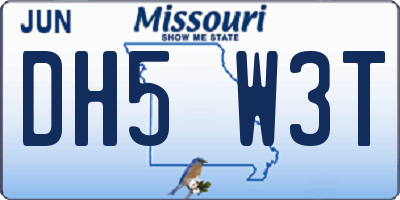 MO license plate DH5W3T