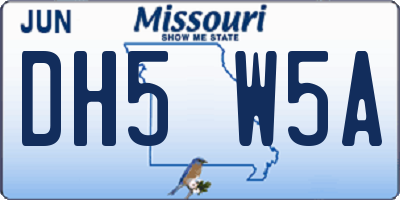 MO license plate DH5W5A