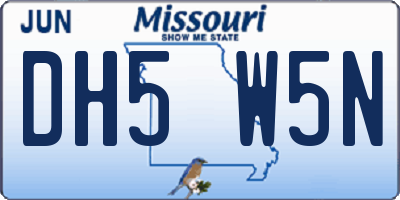 MO license plate DH5W5N